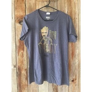 MARVEL I am Groot t-shirt Ladies Large Blue Short‎ Sleeve